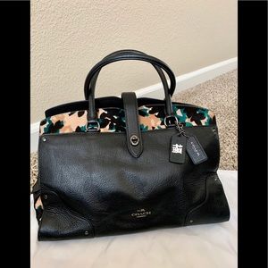 COACH SCATTERED LEAF HAIR CALF SATCHEL BAG